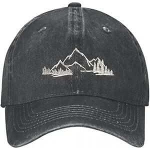 Unisex Black Cotton Mountain Embroidered Adjustable Buckle Classic Baseball Cap